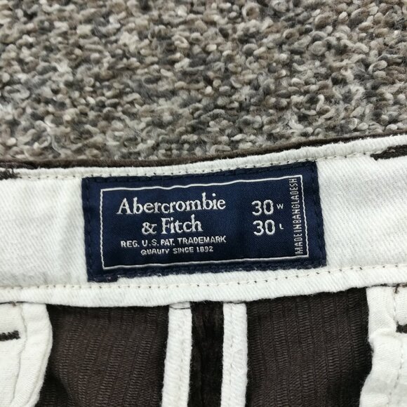 Abercrombie & Fitch Pants Corduroy Flat Front Drawstring Brown Mens 30x27 - Picture 3 of 10